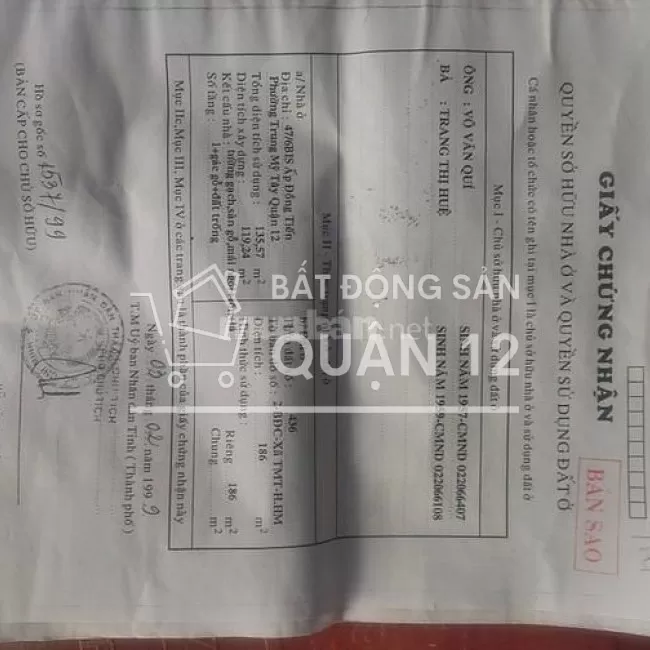 Bán nhà đô hồng riêng quận 12. Tôi chính chủ.
