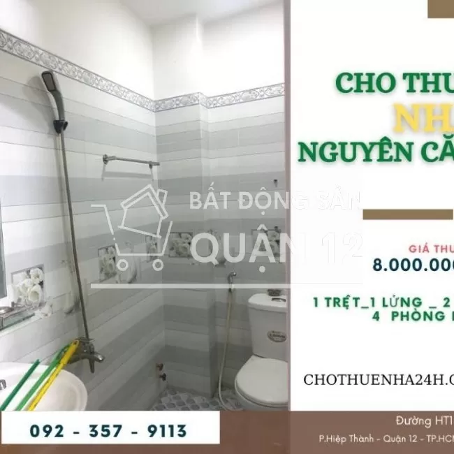 Cho Thuê Nhà (4.5x17) 1 Trệt, 1 Lửng, 2 Lầu, 4PN HT13, Hiệp Thành, Q12