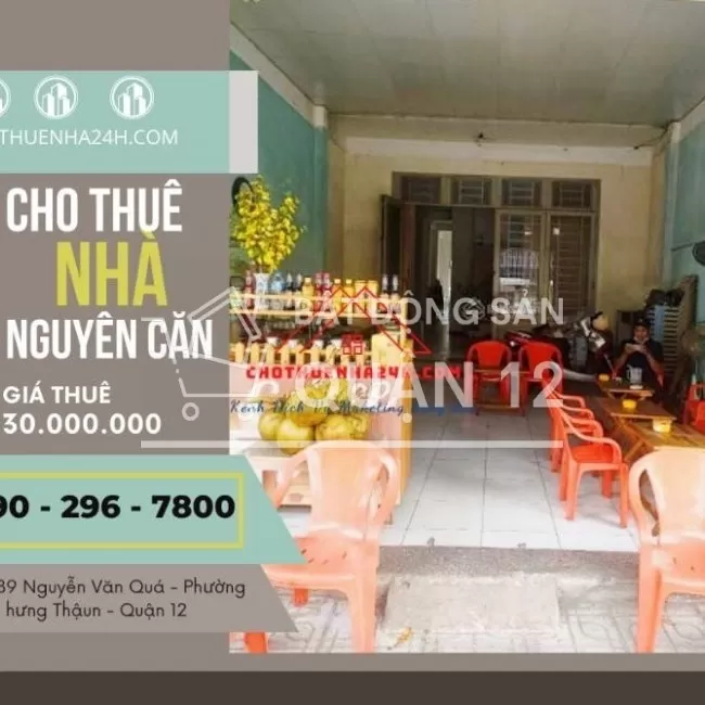 Cho Thuê Nhà Nguyên Căn 1 Trệt, 1 Lầu, 6PN MT 689 Nguyễn Văn Quá, Q12