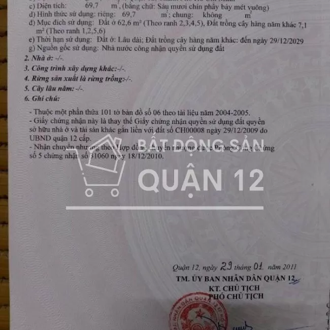 Bán đất giá rẻ SHR Hà Huy Gíap (4x17m) Gía 3,95 tỷ.