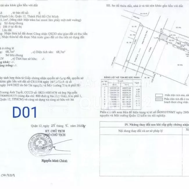 Bán đất mặt tiền Hà Huy Giáp - Q12, 125m2 thổ cư đẹp lung linh.