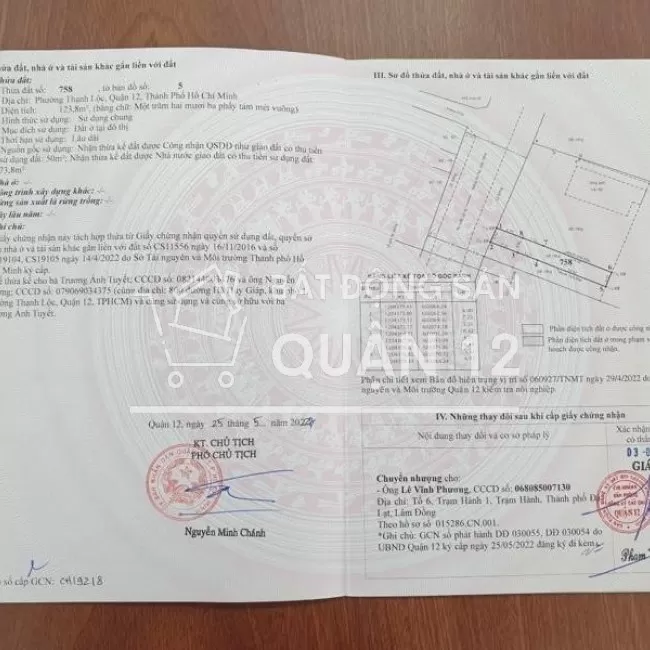 Bán đất mặt tiền Hà Huy Giáp - Q12, 125m2 thổ cư đẹp lung linh.