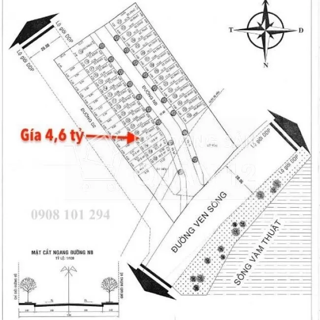 Bán Đất Sông Vàm Thuật, Đường 12m