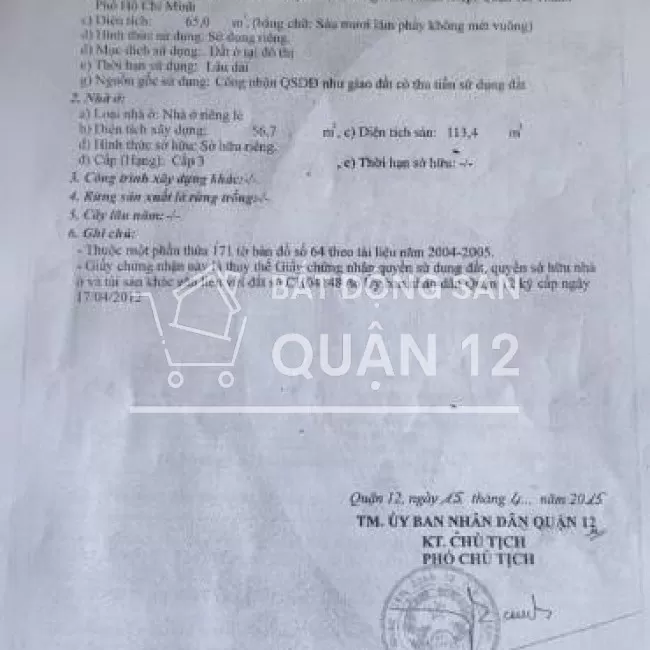 Cần Bán nhà Ở Đường Đông Bắc- TCH - Q12