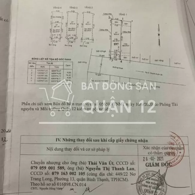 Chính Chủ bán nhà 4x12 3 lầu Hẻm 7m TX33 ngay chợ Thạnh Xuân