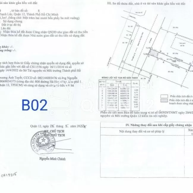 Quận 12, sỡ hữu đất mặt Tiền Hà Huy Giáp, 85tr/m2