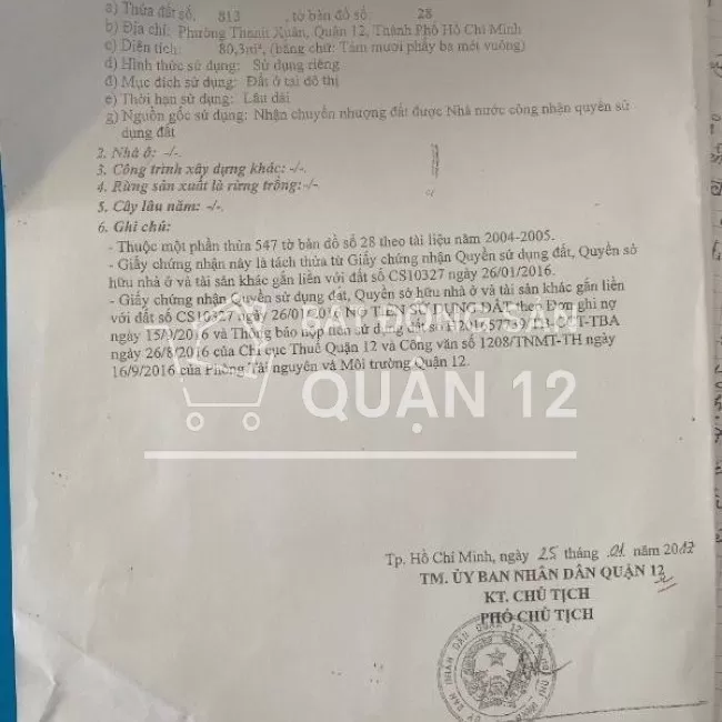 Bán Đất 2MT Gía Rẻ Thạnh Xuân 25 Dt:5x16m giá 3,55 tỷ.