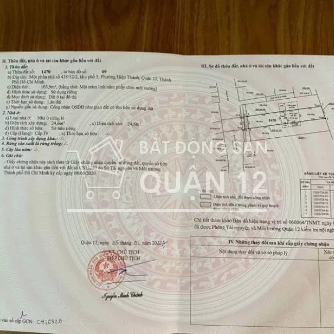 Bán đất đường liên khu 2-5, p.Hiệp Thành, Q12