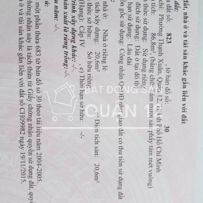 Bán đất MT Thạnh Xuân 25 , Đường dự phóng 30 trước nhà, giá 4,5 tỷ