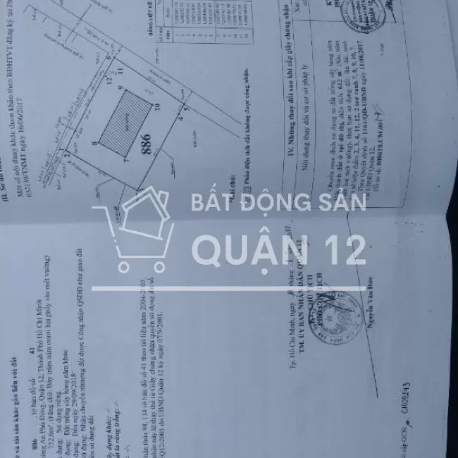 Bán  gần 1000 mét vuông đất thổ cư gần MT Vườn Lài, An Phú Đông, Q12