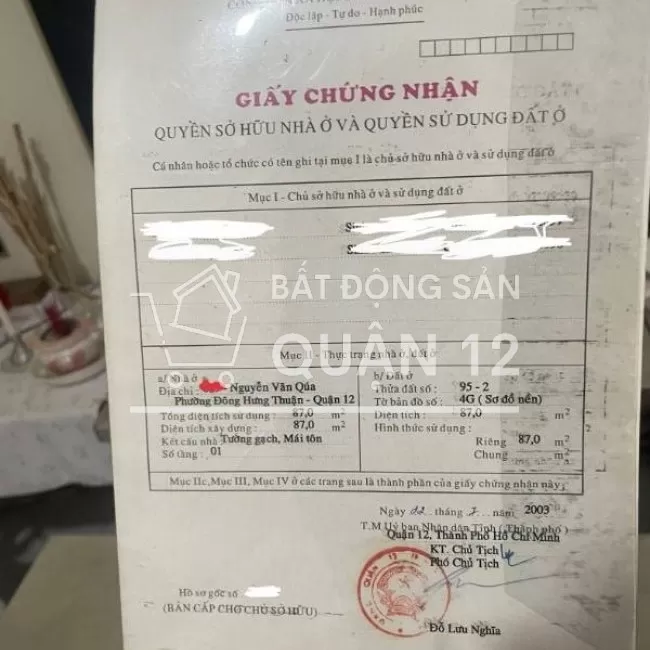 Chính chủ bán nhà MT Nguyễn Văn Quá 127m2 24T TL