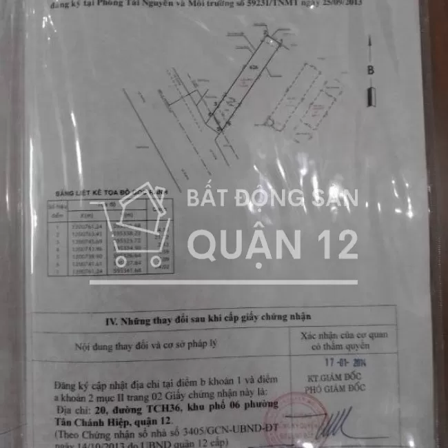 Chính chủ cần bán nhà mặt tiền đường số 20 Tân Chánh Hiệp 36, Quận 12