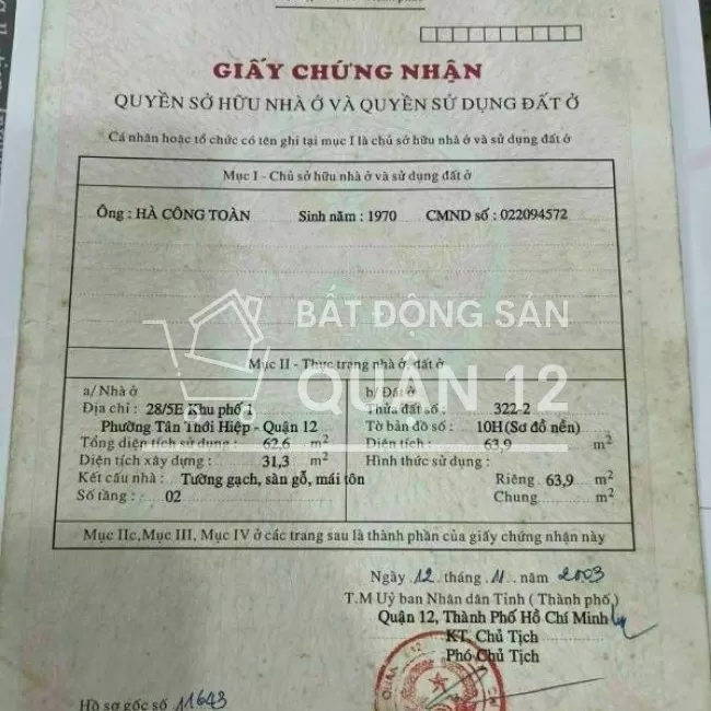Bán nhà mặt tiền TTH21, Quận 12, khu họp chợ tự phát