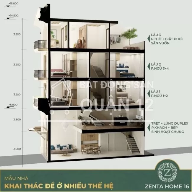 Bán nhà phố Zenta Home Thạnh Lộc 16, Quận 12, ngã 4 Ga. Giá từ 5.6 tỷ