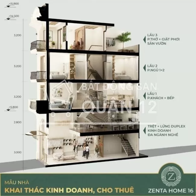 Bán nhà phố Zenta Home Thạnh Lộc 16, Quận 12, ngã 4 Ga. Giá từ 5.6 tỷ