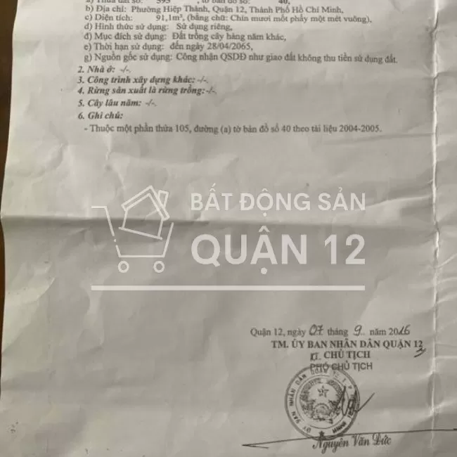 Bán nhà mặt tiền thông 5m đường Trần thị hè quận 12 