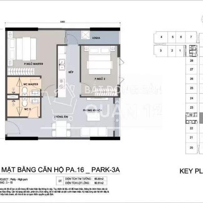Căn hộ Picity hướng Đông, view hồ bơi, 2PN,2WC