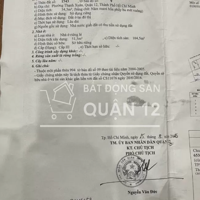 ngang 6m,hẻm xe hơi,shr hiếm hoi rộng đẹp Quận 12