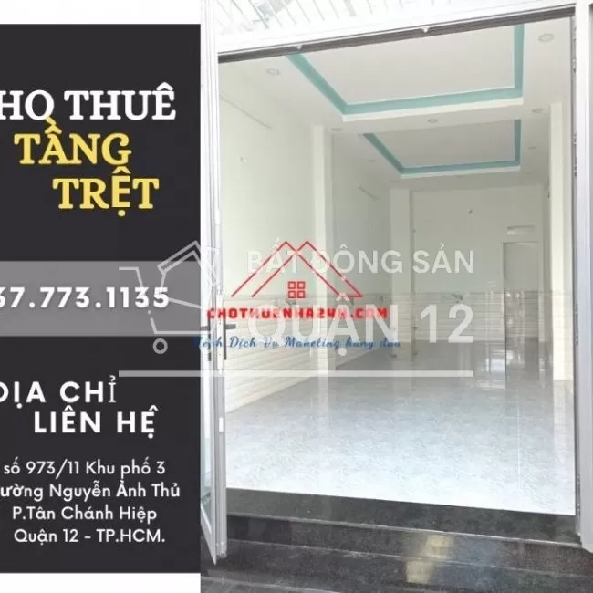 Cho Thuê Tầng Trệt Kinh Doanh hoặc để ở 973/11 KP3 Nguyễn Ảnh Thủ, Q12