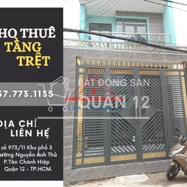 Cho Thuê Tầng Trệt Kinh Doanh hoặc để ở 973/11 KP3 Nguyễn Ảnh Thủ, Q12