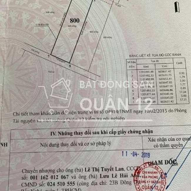 Bán Đất 5x20 99.9m An Phú Đông 25 Quận 12 Giá 3.99 Tỷ