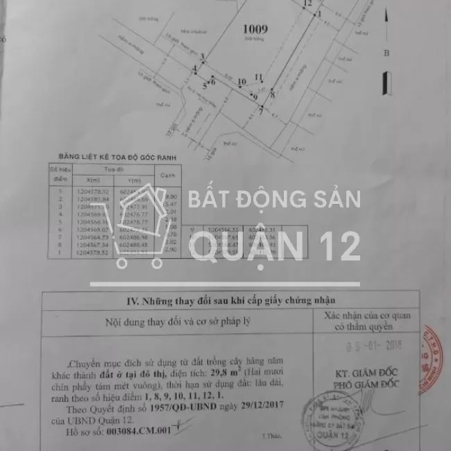 BÁN ĐẤT LÔ GÓC 2 MẶT HXH ĐƯỜNG  TL47. QUẬN 12