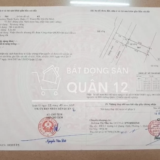 Đất Thạnh Xuân 21 , 57 m2 , đường nhựa 6m , 3,18 tỷ , chưa qua đầu tư