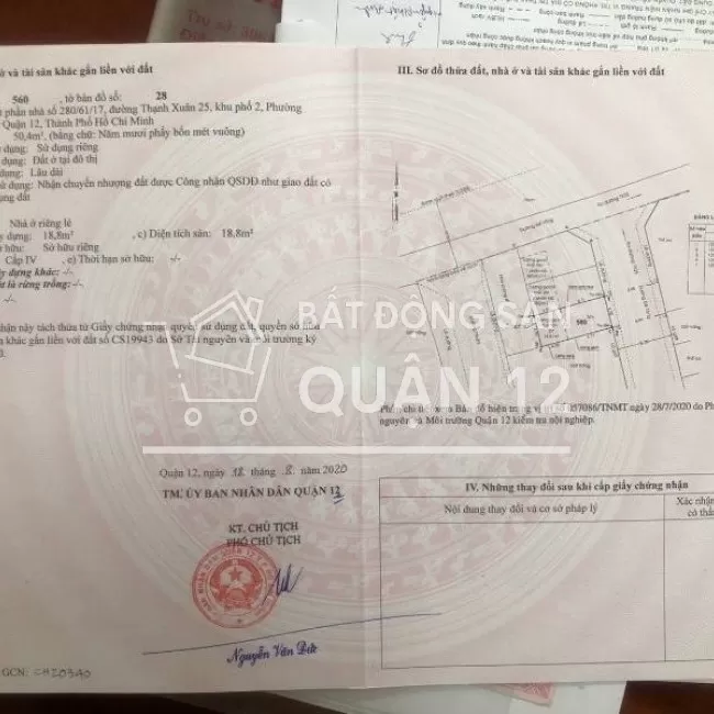 Thạnh Xuân 25. Đất đẹp giá đầu tư 3,1 tỷ, đường 8m thấp nhất khu vực