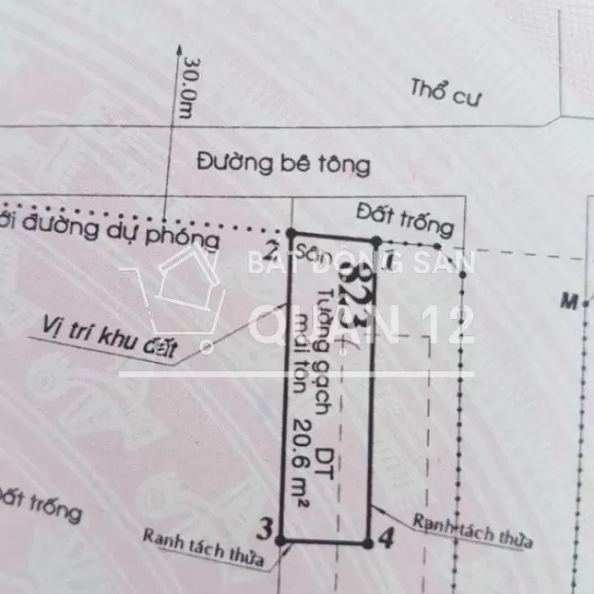 Bán đất MT Đường dự phóng 30m,Thạnh Xuân 25 (5x17m) Gía 4,5 tỷ.