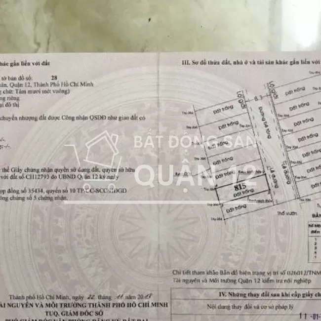 Bán đất vào cầu Ba Phụ TX 25, P. Thạnh Xuân, Quận 12, Tp Hồ Chí Minh.