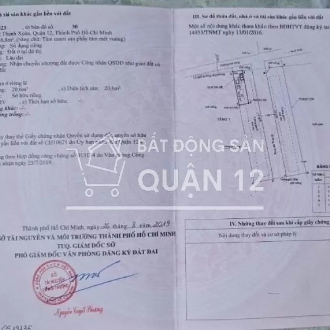 Đất bán 1 sẹc TX25 giá 4,5 tỷ, Thạnh Xuân, Quận 12, Tp Hồ Chí Minh
