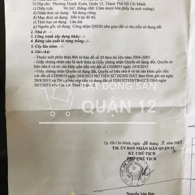 Bán đất 1 sẹc TX25 giá 5,3 tỷ, Thạnh Xuân, Quận 12, Tp Hồ Chí Minh