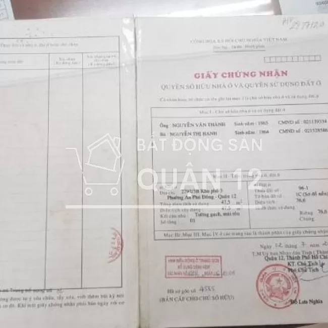 Gia đình muốn bán GẤP nhà An Phú Đông 27, Quận 12, Tp. Hồ Chí Minh