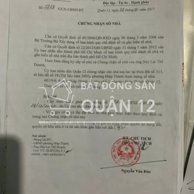 Bán nhà chính chủ 4x8. 2 lầu 3PN 3WC. Hẻm 4m đường HT17, Quận 12.