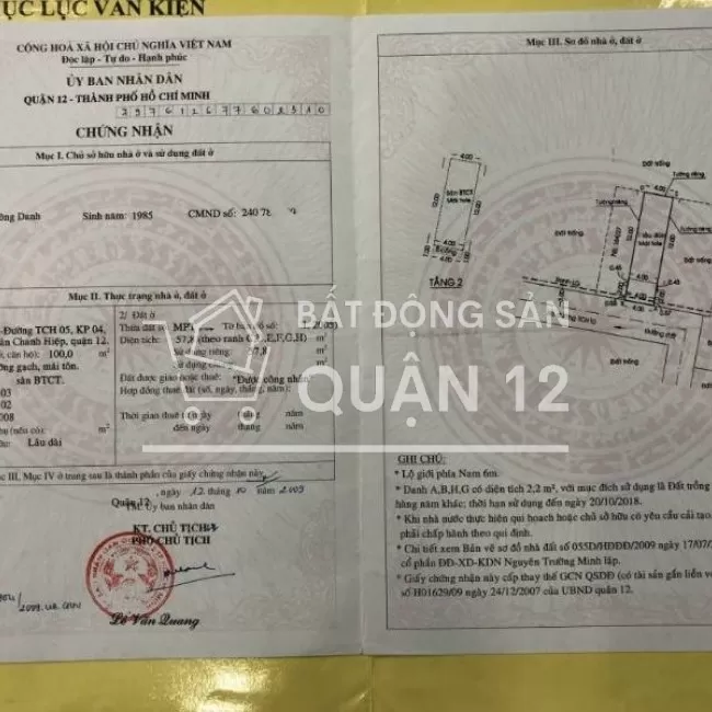 Nhà 1/ Lâm Thị Hố đúc thật 1 tấm 3pn hẻm xe hơi tận nhà 