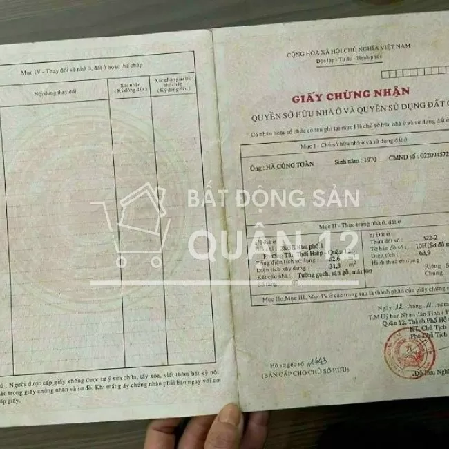 Bán nhà mặt tiền TTH21, ngay ngã tư khu họp chợ tự phát