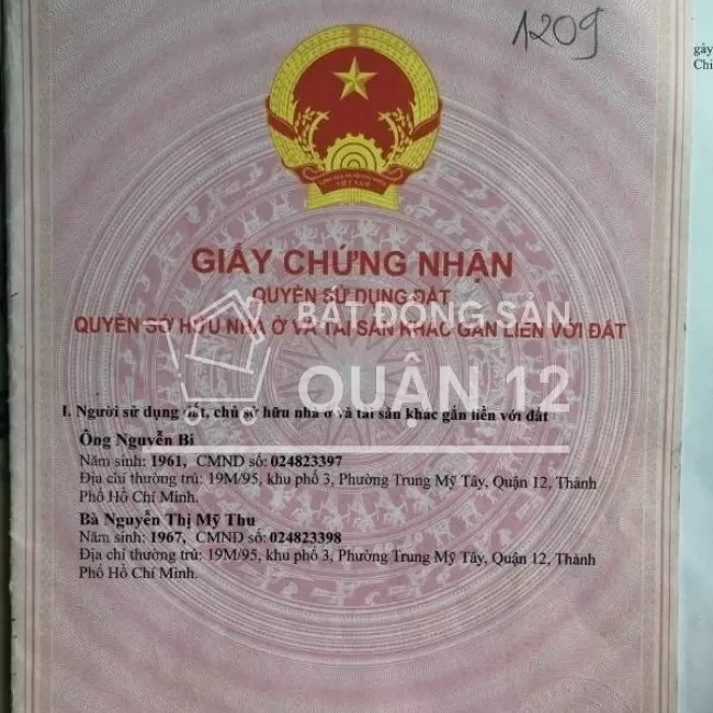 Bán nhà mặt tiền mới xây xong, 59 Trung Mỹ Tây 09, 4x18m, 1 lầu, 4 PN