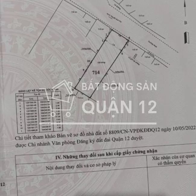 Chính chủ Bán Đất Mặt Tiền Đường Trung Mỹ Tây 19 DT: 122m2 Giá 7,6 tỷ