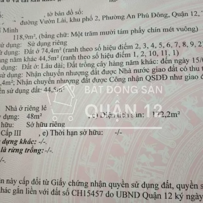 Bán Nhà Đẹp HXH 1/ Vườn Lài - An Phú Đông - Quận 12 - Giá 6.95 Tỷ 