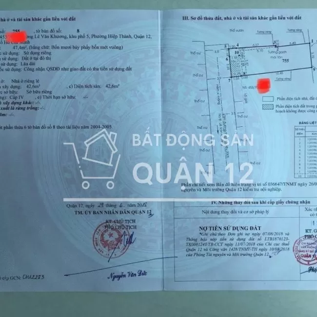 Chính chủ bán nhà Hẻm ôtô - 453/70/xx Lê Văn Khương - Q.12