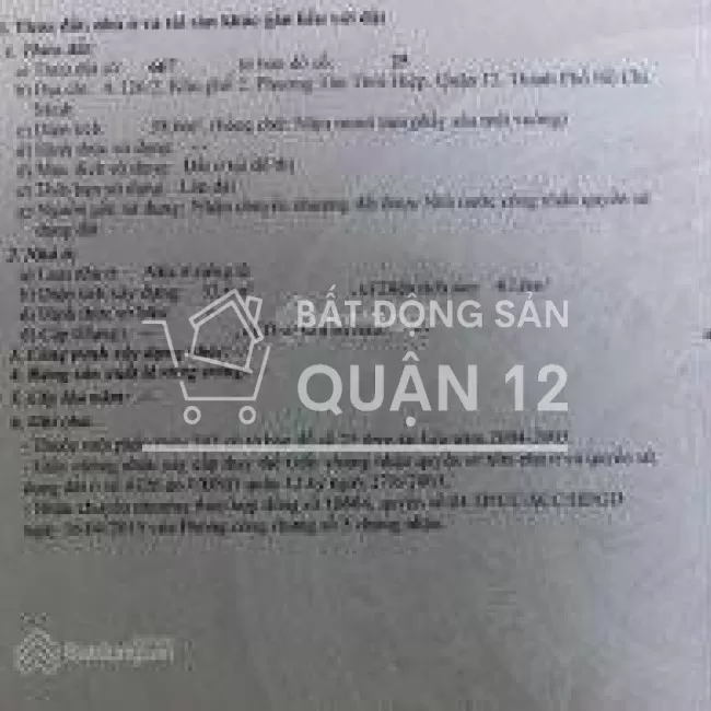 Bán nhà SHR 60m2 hẻm ba gác QL1A, Q12. Giá 3.4 tĩ