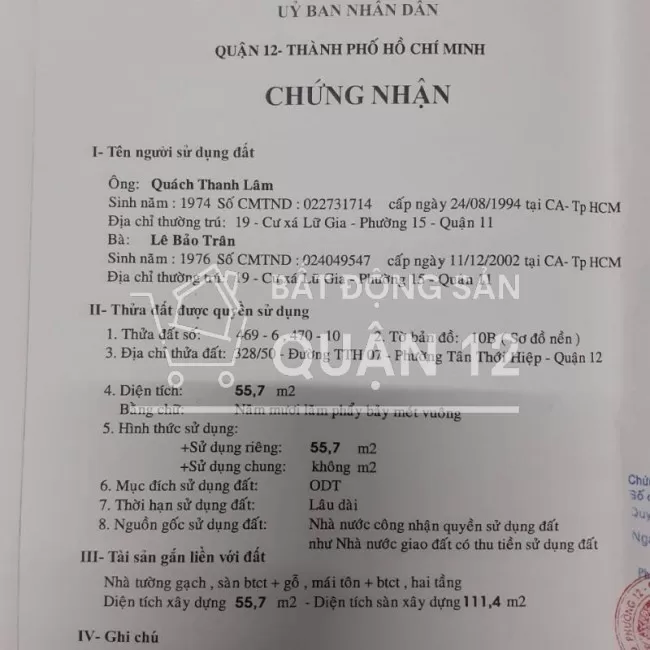 Gia đình về quê bán đất tặng nhà Tân Thới Hiệp 07, Quận 12, 4x18