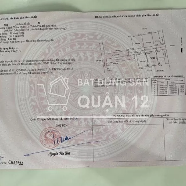 Bán 187m2 đất ,SHR ,Thạnh Xuân 25,P.Thạnh Xuân, Q12,giá :7.9 tỷ