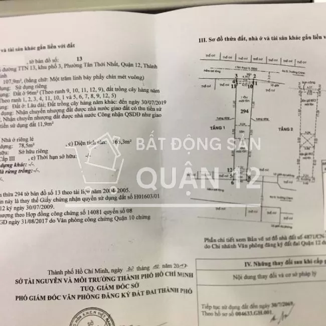 Cần sang nhượng nhà 107m2, Khu Phố 3, Phường Tân Thới Nhất, Quận 12