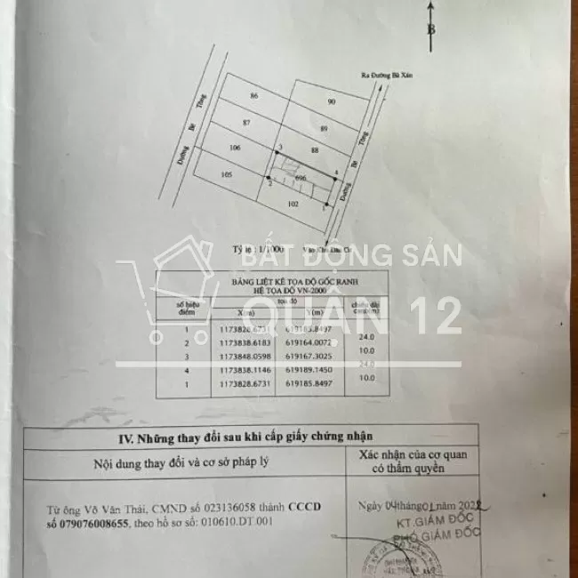 BÁN ĐẤT TX52 PHƯỜNG THẠNH XUÂN QUẬN 12, NGANG 52M, DÀI 14M THỔ CƯ 100%