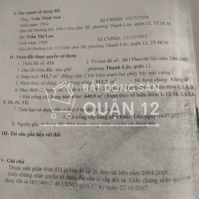 Bán gấp 912m đất 3 Mặt Tiền ngay gần chợ Cầu Đồng. Tiện PHÂN LÔ