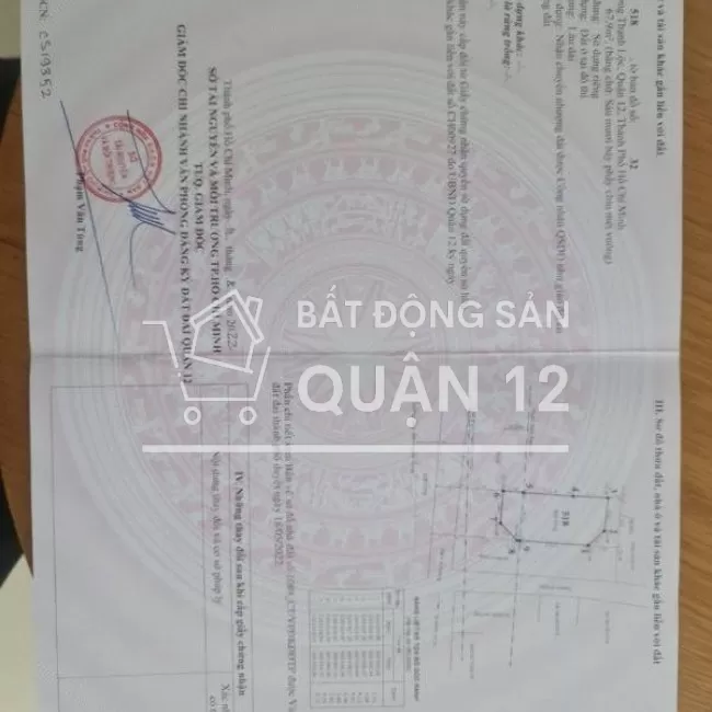 Cần bán đất thổ cư, giáp Gò Vấp, Hà Huy Giáp, Thạnh Lộc, Quận 12.