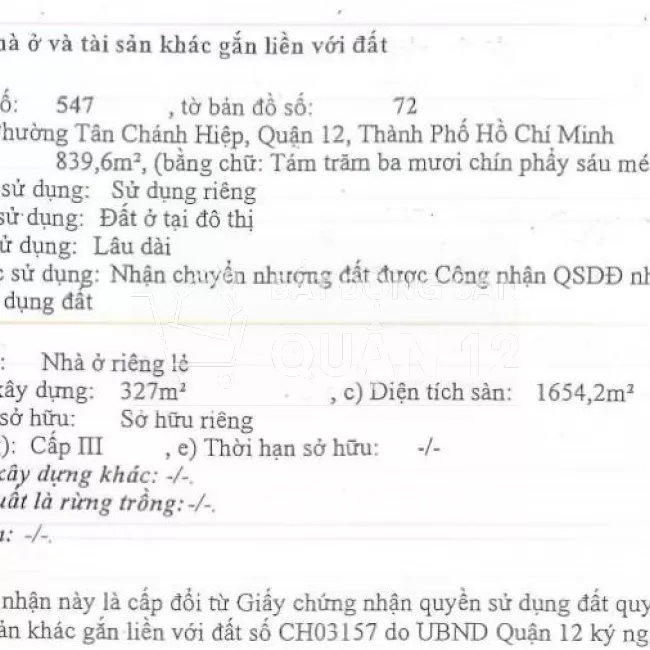 Bán Tòa Nhà Chung Cư gồm 57 Phòng Trọ tại P.Tân Chánh Hiệp, Quận 12