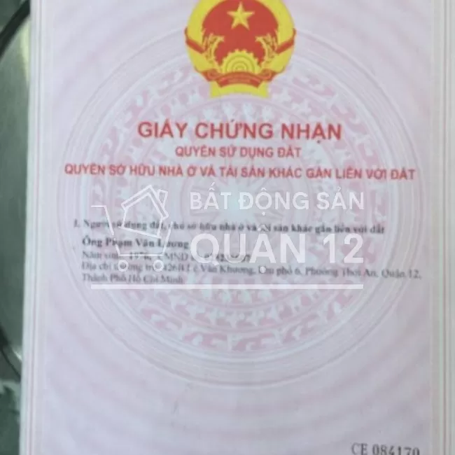 BÁN NHÀ THỚI AN NGAY UBND QUẬN 12 - 3 LẦU - GIÁ 5.1 TỶ 