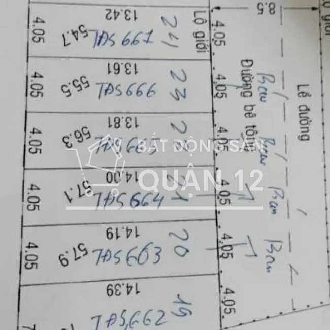 Bán Lô Đất 2MT, DT 4,5x13,42=59m2, SHR,một sẹc đường trần thị hè, 